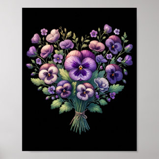 Alzheimer Purple Floral Pansy Dementia Alzheimer&# Poster