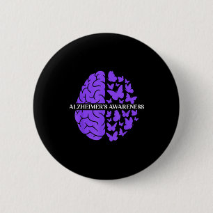 Alzheimer’s awareness support purple brain 6 cm round badge