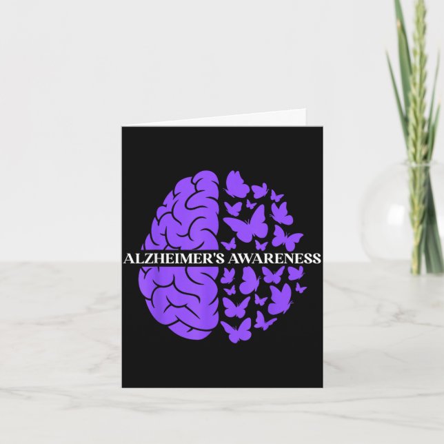 Alzheimer’s awareness support purple brain card (Front)