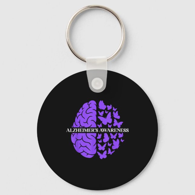Alzheimer’s awareness support purple brain key ring (Front)