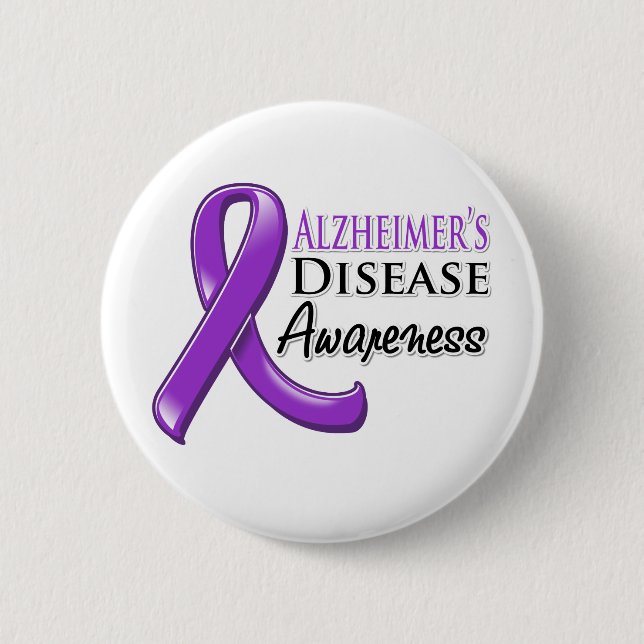 Alzheimer’s Disease Awareness Ribbon 6 Cm Round Badge (Front)