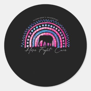 Alzheimerheimer End Awareness Rainbow Elephant Classic Round Sticker