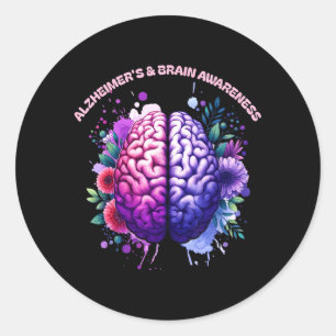 Alzheimers And Brain Awareness For Man Women Classic Round Sticker