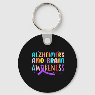 Alzheimers and Brain Awareness Purple Colour Ribbo Key Ring