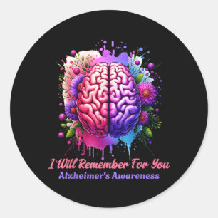 Alzheimers And Brain Awareness Remember For Classic Round Sticker