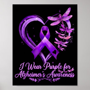 Alzheimers awareness butterfly purple ribbon women poster