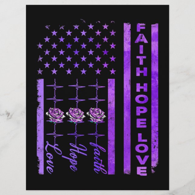Alzheimers Awareness Faith Hope Love Purple Custom Letterhead (Front)