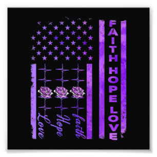 Alzheimers Awareness Faith Hope Love Purple Photo Print