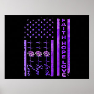 Alzheimers Awareness Faith Hope Love Purple Poster