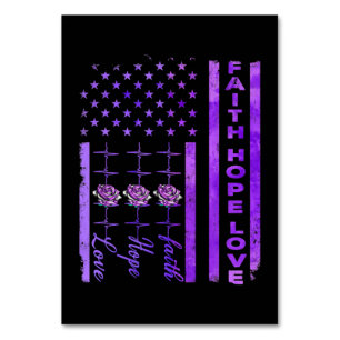 Alzheimers Awareness Faith Hope Love Purple Table Number