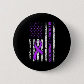 Alzheimer's awareness fight american usa flag 6 cm round badge