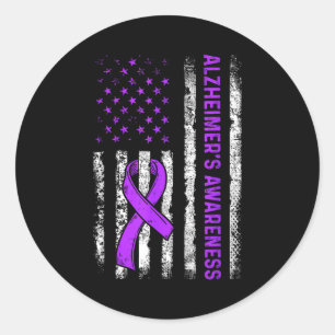 Alzheimer's awareness fight american usa flag classic round sticker