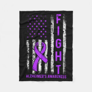 Alzheimer's awareness fight american usa flag fleece blanket