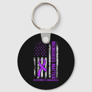 Alzheimer's awareness fight american usa flag key ring