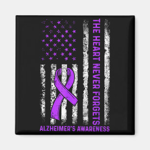 Alzheimer's awareness fight american usa flag magnet