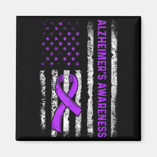 Alzheimer's awareness fight american usa flag magnet