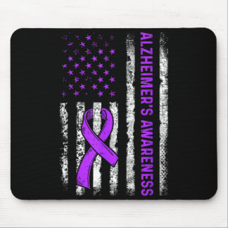 Alzheimer's awareness fight american usa flag mouse pad