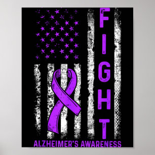 Alzheimer's awareness fight american usa flag poster