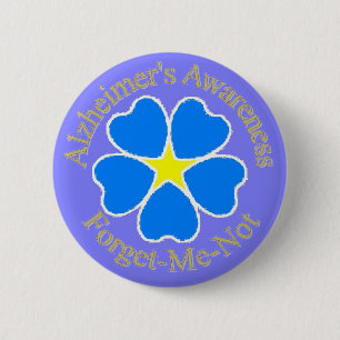 Alzheimer's Awareness Forget me not Ylw 6 Cm Round Badge