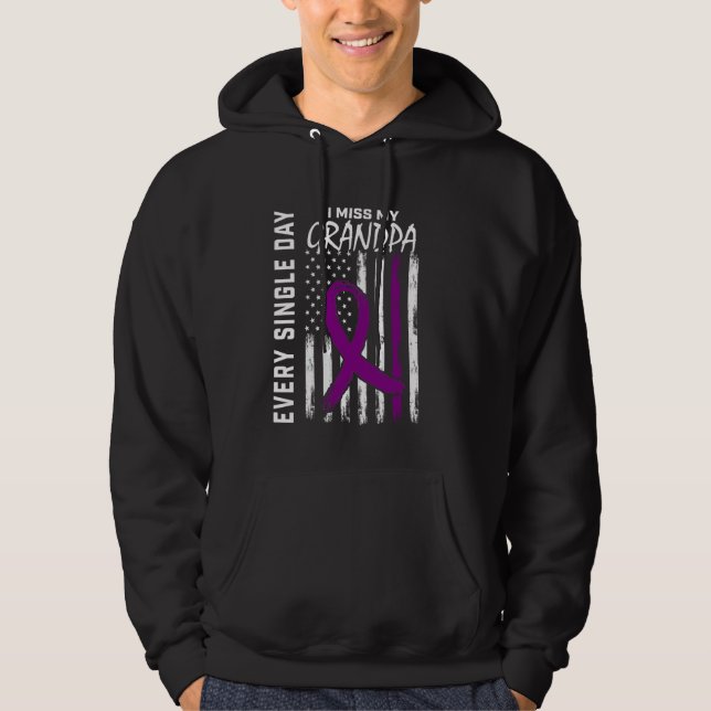 Alzheimers Awareness Grandpa American Flag 4th of  Hoodie (Front)