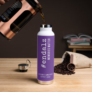 Alzheimers Awareness Hashtag End Alz  Water Bottle