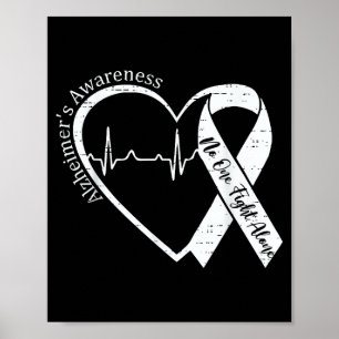 Alzheimer's awareness heart ribbon purple dementia poster