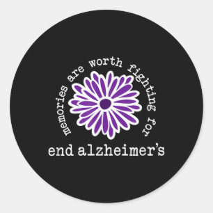 Alzheimers Awareness Memories are Worth Fighting Classic Round Sticker