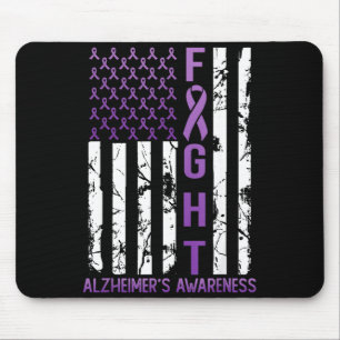 Alzheimers Awareness Month Day USA Flag Ribbon Mouse Pad
