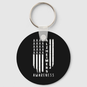 Alzheimer's awareness month usa flag men key ring