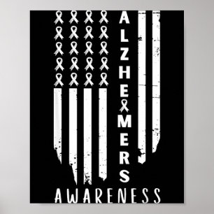 Alzheimer's awareness month usa flag men poster