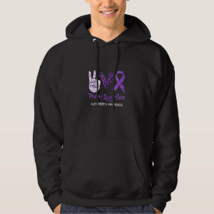 Alzheimer's Awareness Peace Love Cure Leopard Hoodie