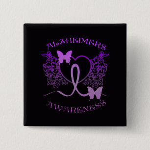 Alzheimers Awareness Purple Butterflies Button