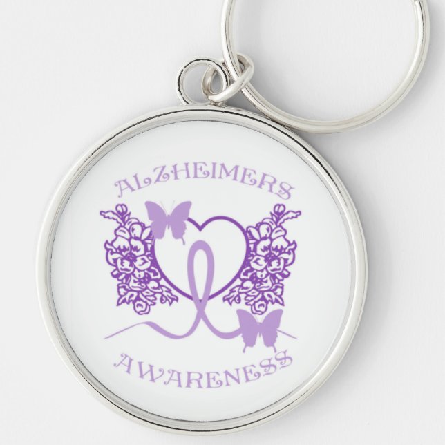 Alzheimers Awareness Purple Butterflies Key Chain4 Key Ring (Front)