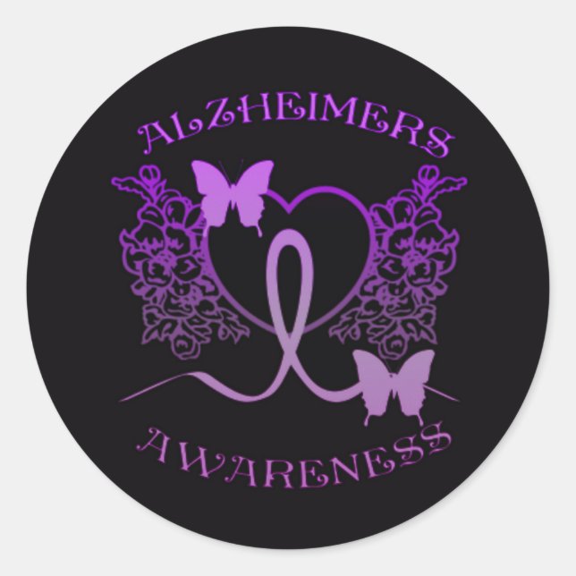 Alzheimers Awareness Purple Butterflies Stickers 2 (Front)