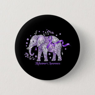 Alzheimers Awareness Purple Ribbon Memory Floral 6 Cm Round Badge