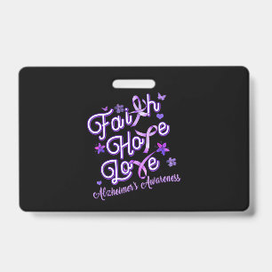 Alzheimer's Awareness Purple Ribbon Products Faith ID Badge