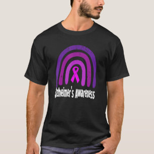 Alzheimer's Awareness Rainbow Purple Ribbon Suppor T-Shirt