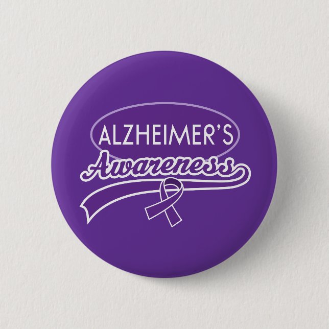 Alzheimer's Awareness Ribbon 6 Cm Round Badge (Front)