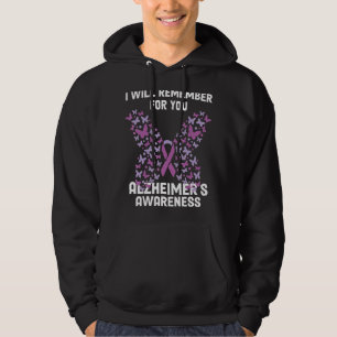 Alzheimer's Awareness Ribbon Purple Butterflies Hoodie