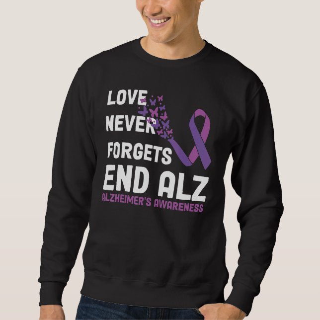 Alzheimer's Awareness Ribbon Purple Butterflies Sweatshirt (Front)