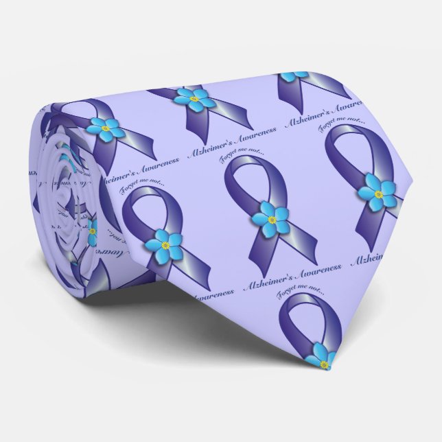 Alzheimer's Awareness Ribbon with Forget Me Not Tie (Rolled)