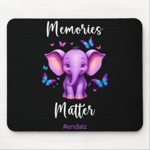 Alzheimers Awareness Shirt Purple Elephant Mouse Pad