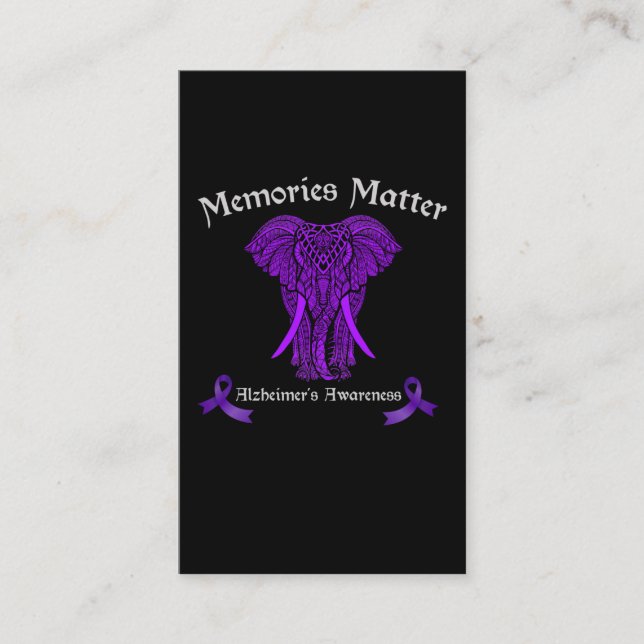 Alzheimers Awareness Support Memories Elephant Business Card (Front)