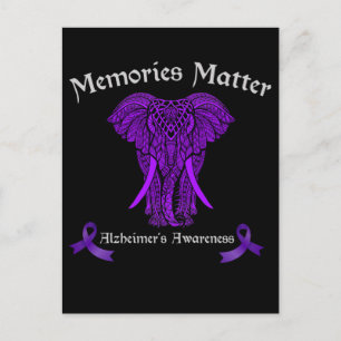 Alzheimers Awareness Support Memories Elephant Postcard