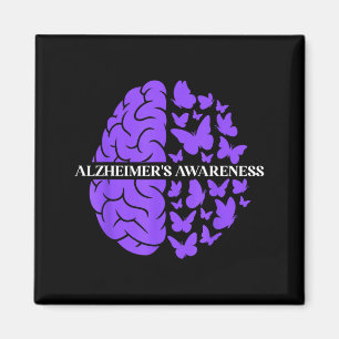 Alzheimers Awareness Support Purple Brain Magnet