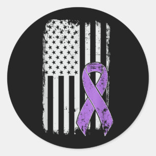 Alzheimers Awareness USA American Flag Dementia Classic Round Sticker