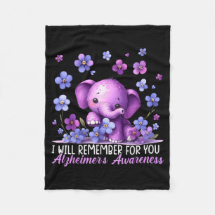 Alzheimers Awareness Will Remember for Elephant Fleece Blanket