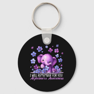 Alzheimers Awareness Will Remember for Elephant Key Ring