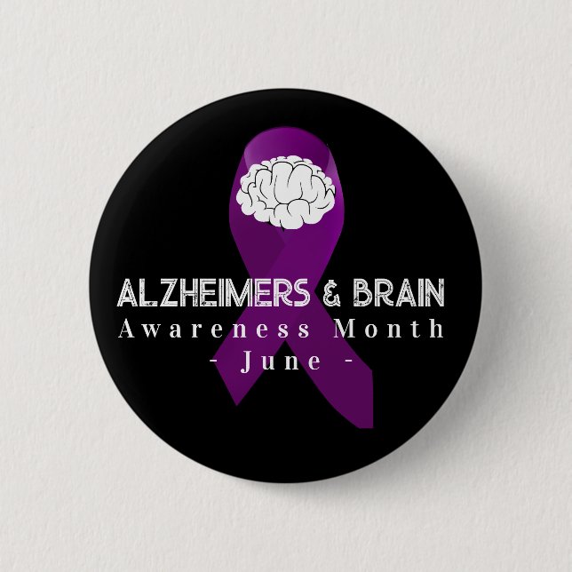 Alzheimer's & brain Awareness Month June  6 Cm Round Badge (Front)
