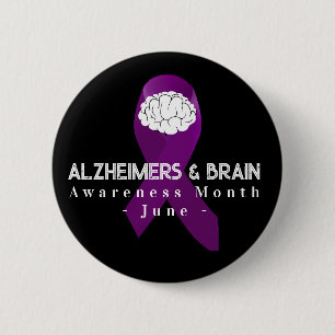 Alzheimer's & brain Awareness Month June 6 Cm Round Badge